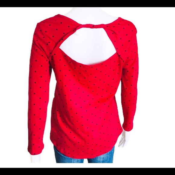 NWT OLD NAVY Twist Back Top With Polka Dot Print & Long Sleeves Red Size Medium - Picture 4 of 14